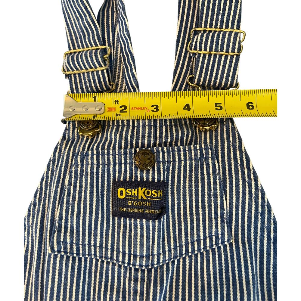Oshkosh B'Gosh Overalls Boys Size 7 Blue Denim Railroad Striped Made USA Vintage - Picture 5 of 14